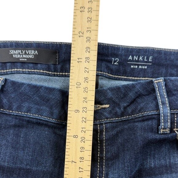 Simply Vera Vera Wang Ankle Mid-Rise Jeans Dark Wash Size 12 Like New - Picture 5 of 8